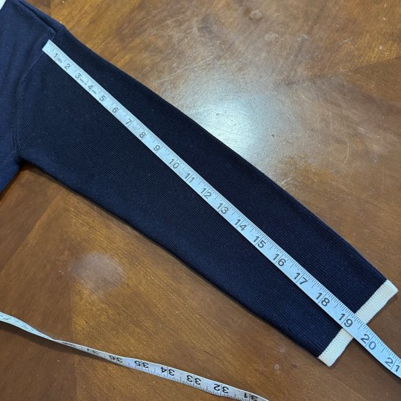 Talbots 100% Silk Open Front Cardigan Navy W/ivory Trim Women's Size P - Picture 11 of 16